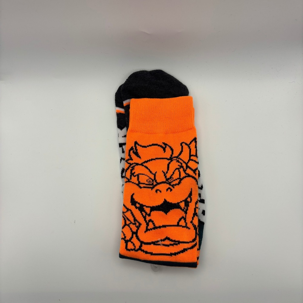 Nintendo Super Mario Bowser Adult Crew Socks Orange Black 2021